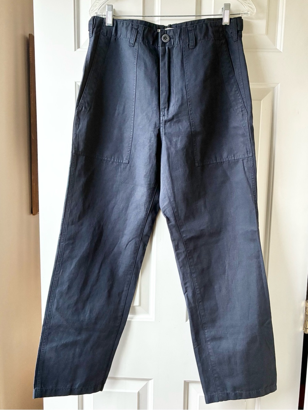 Alex Mill Neil Utility Straight Leg Pant Cotton Linen Washed Navy Size 8 NWT - Picture 3 of 12